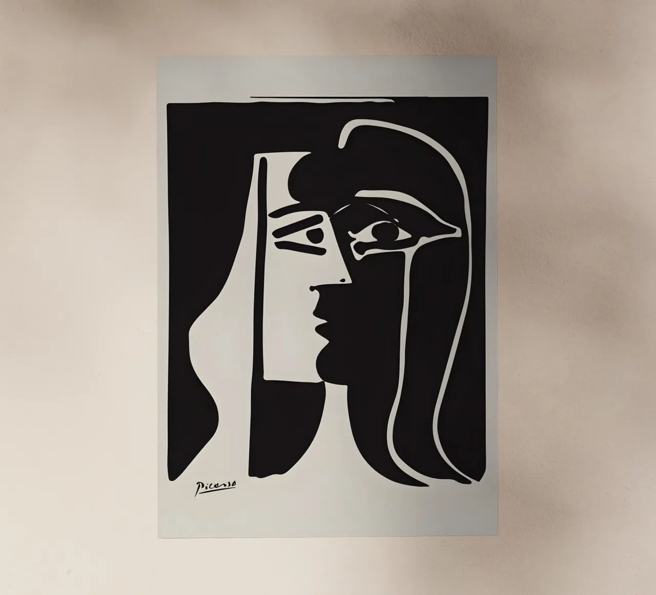 Picasso Nero Bianco Profilo Surrealista Viso Astratto pellicola backlit da homdeco