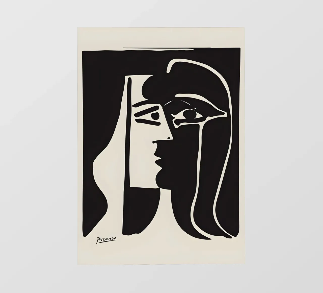 Picasso Nero Bianco Profilo Surrealista Viso Astratto pellicola backlit da homdeco