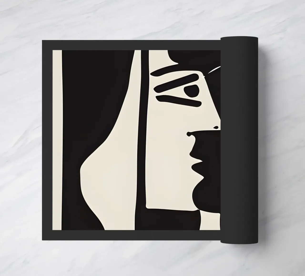 Picasso Nero Bianco Profilo Surrealista Viso Astratto zerbino da homdeco
