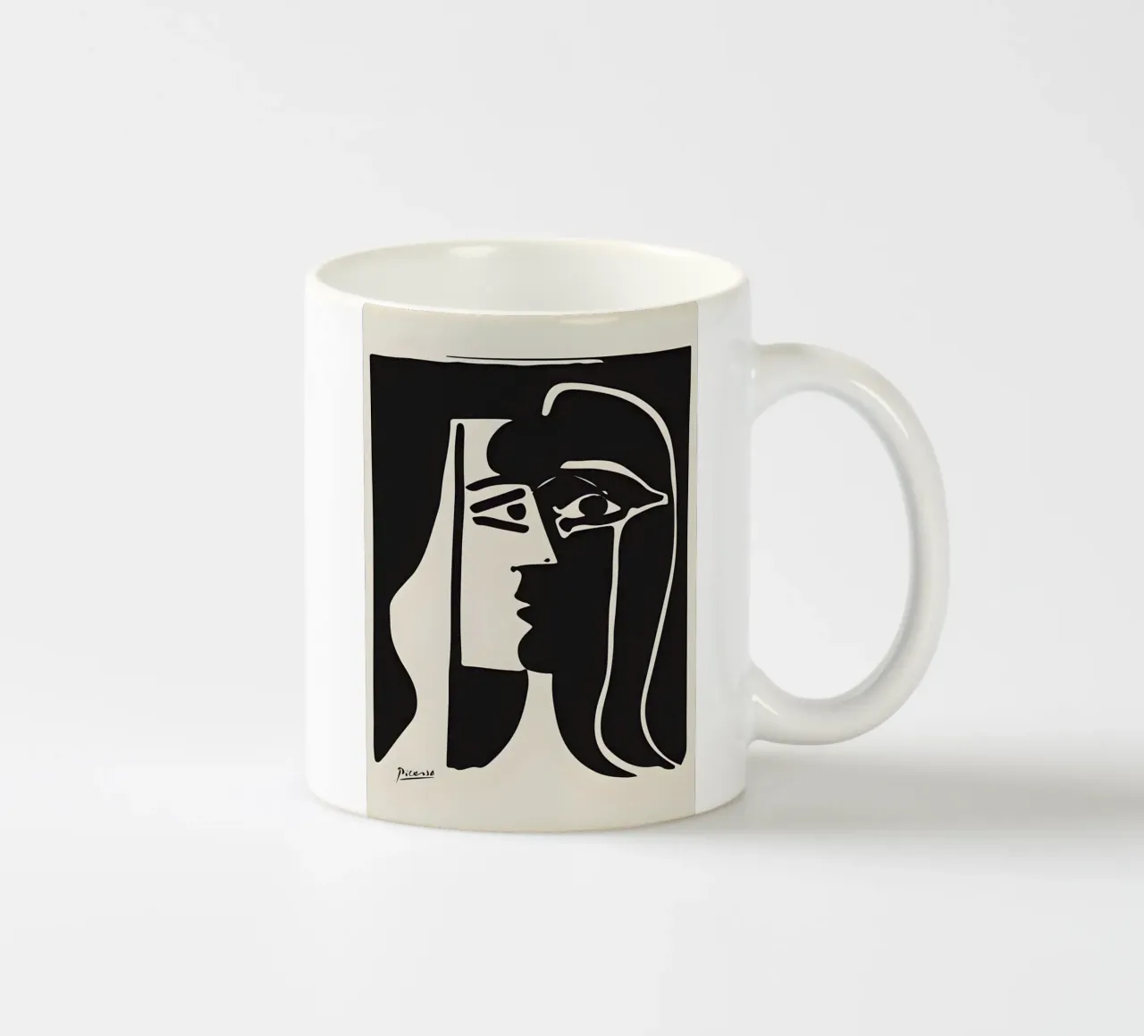 Picasso Zwart Wit Surrealistisch Profiel Abstract Gezicht keramische mok van homdeco