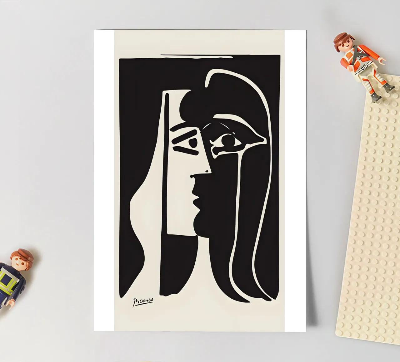 Picasso Black White Surrealist Profile Abstract Face sticker sheet by homdeco