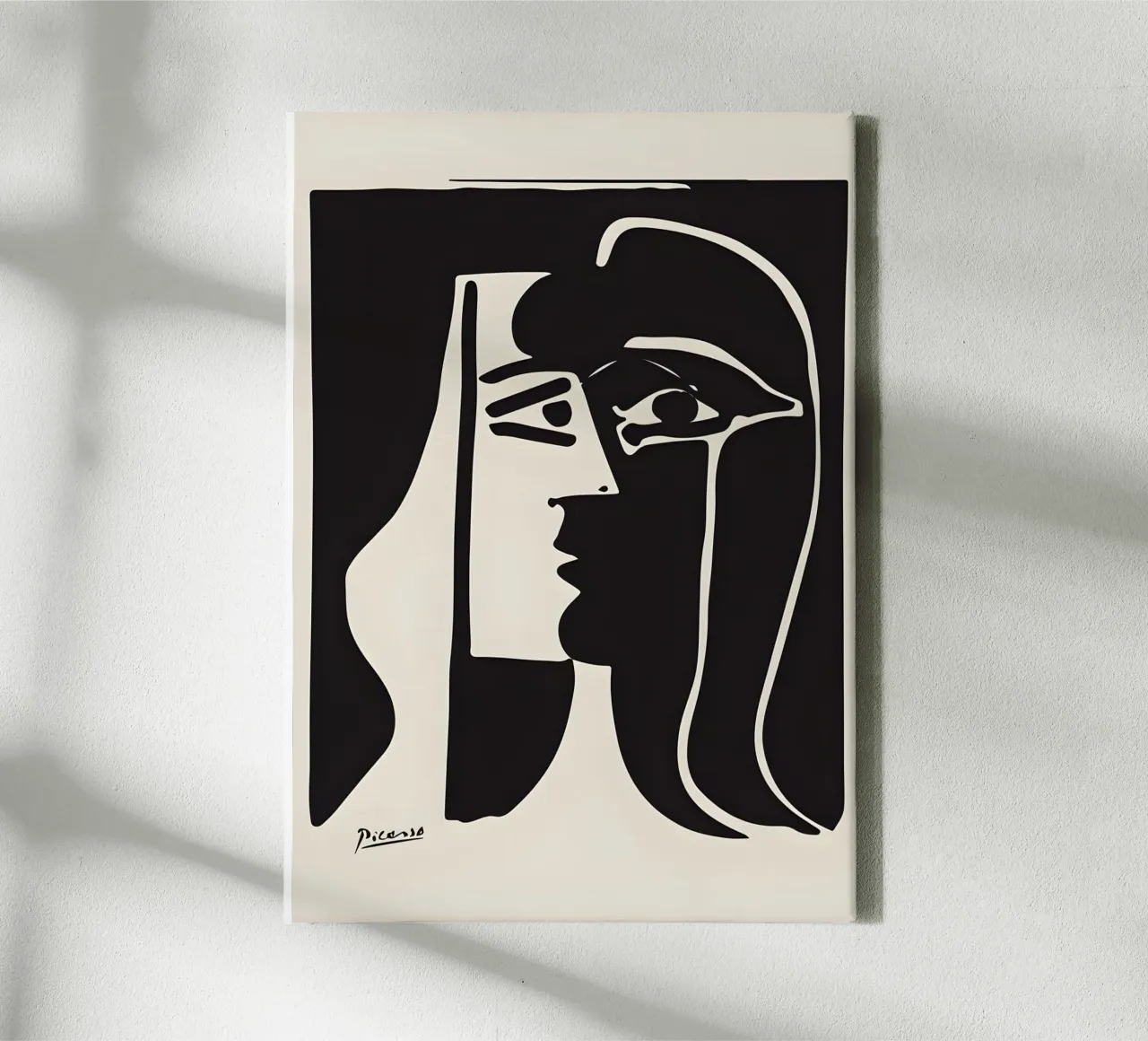 Picasso Zwart Wit Surrealistisch Profiel Abstract Gezicht canvas van homdeco