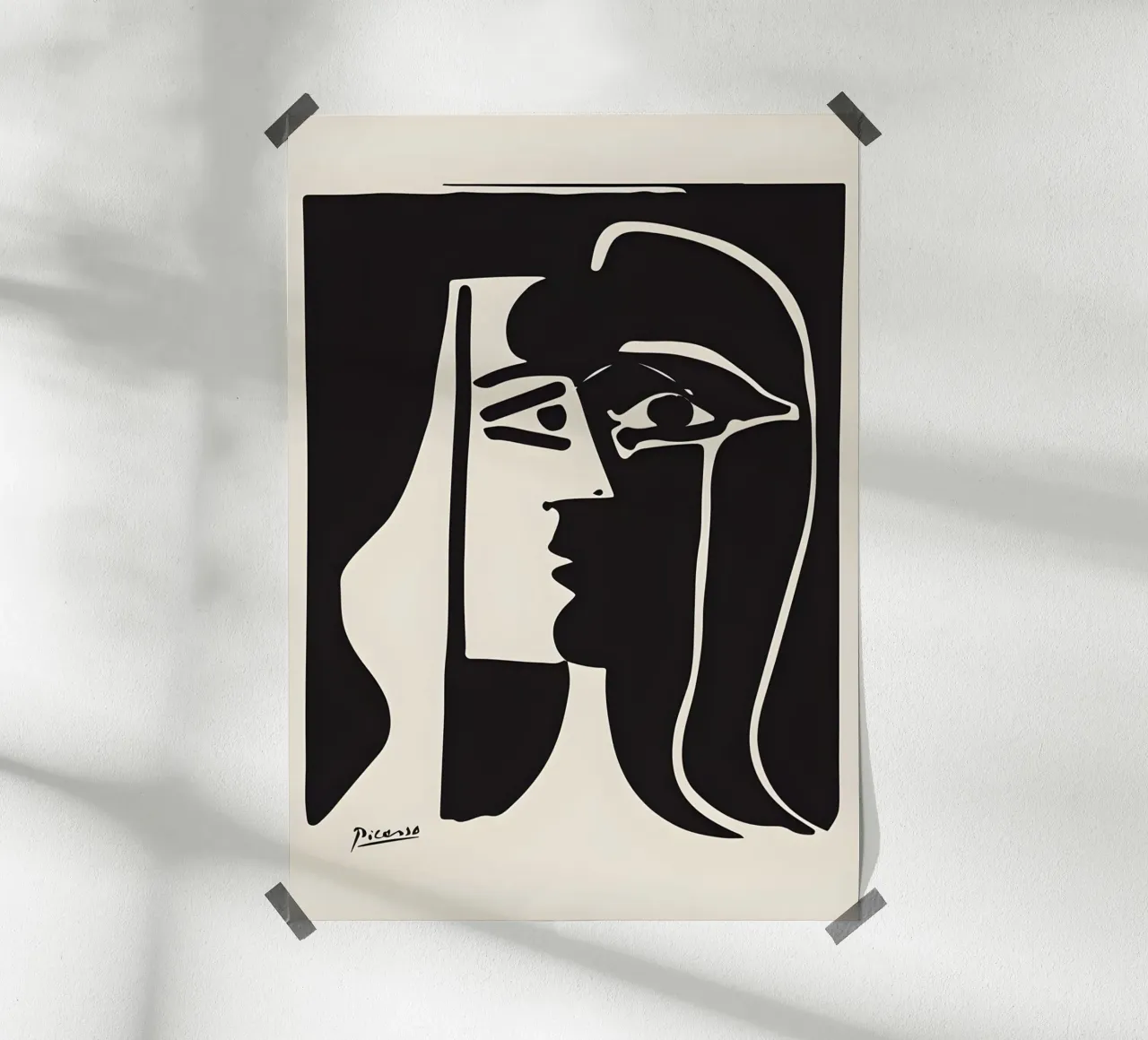 Picasso Zwart Wit Surrealistisch Profiel Abstract Gezicht hahnemühle van homdeco