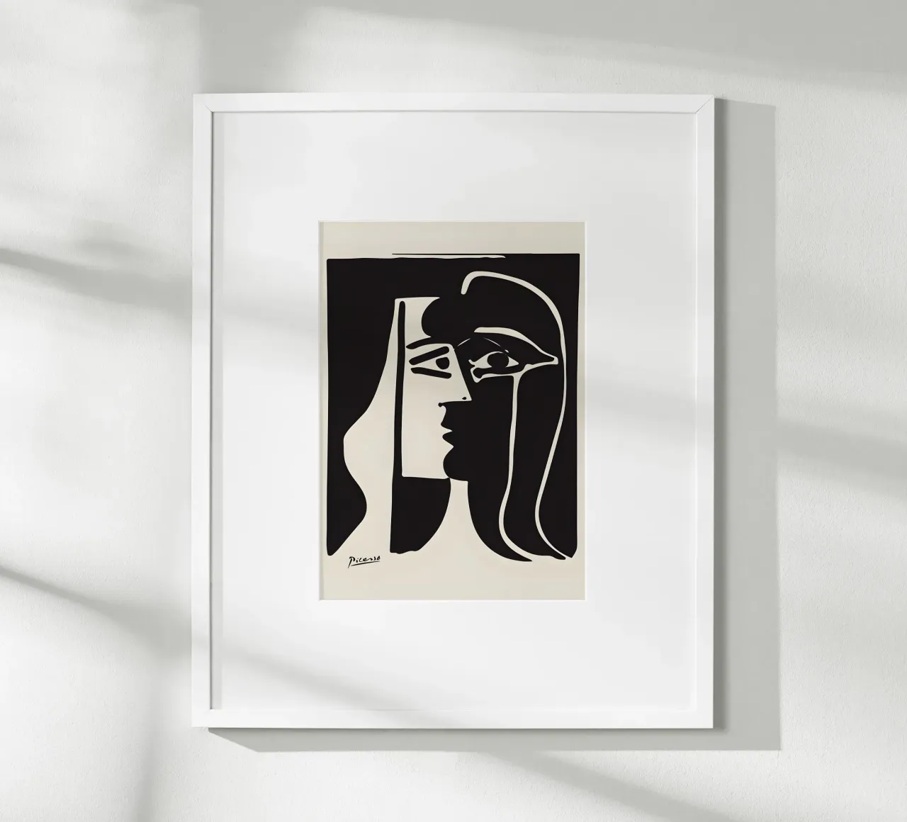 Picasso Zwart Wit Surrealistisch Profiel Abstract Gezicht hahnemühle van homdeco
