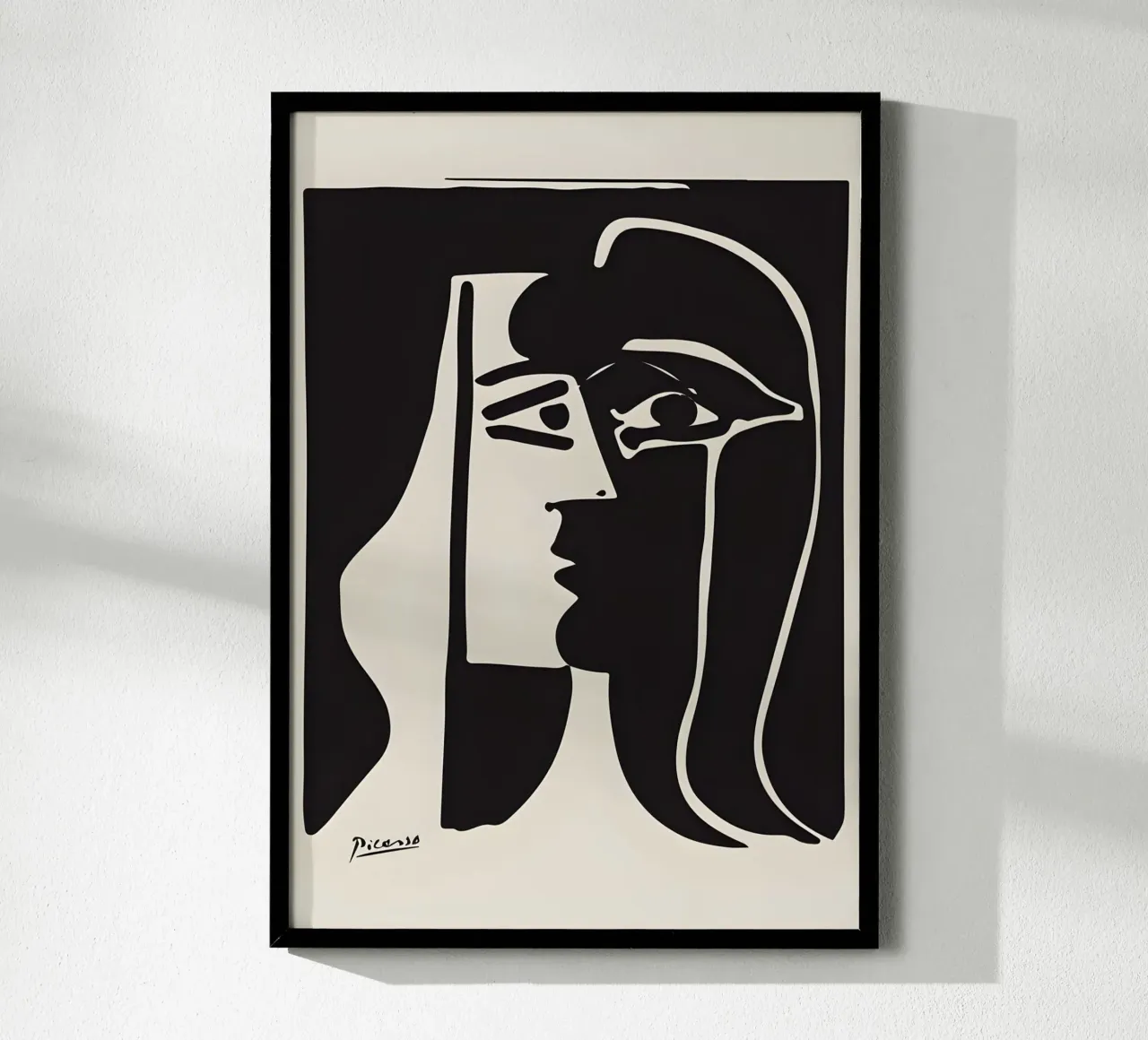 Picasso Zwart Wit Surrealistisch Profiel Abstract Gezicht hahnemühle van homdeco