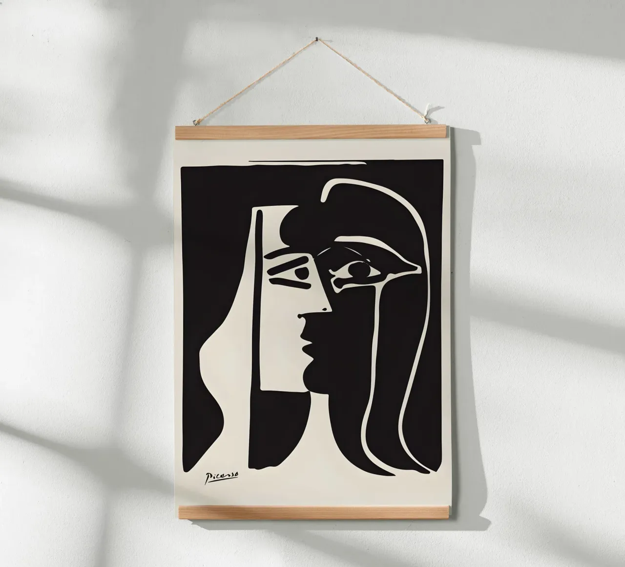 Picasso Zwart Wit Surrealistisch Profiel Abstract Gezicht hahnemühle van homdeco