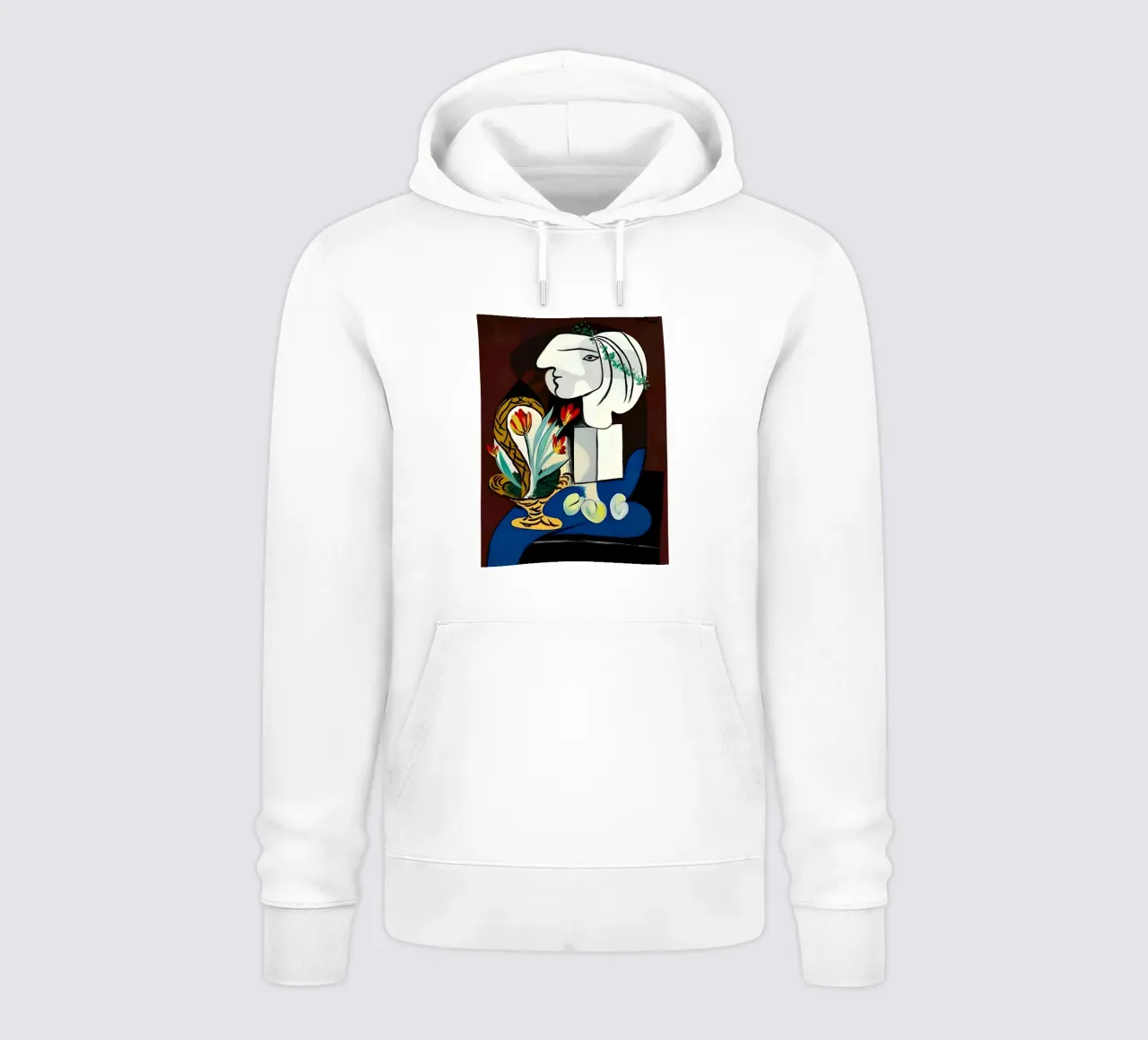 Picasso Donna con tulipani Ritratto cubista Blu Rosso felpa con cappuccio da homdeco