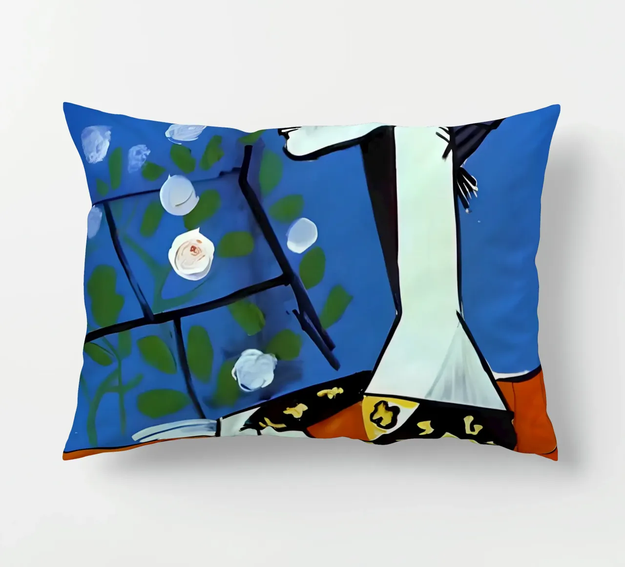 Picasso Donna con rose bianche Ritratto cubista blu cuscino da homdeco
