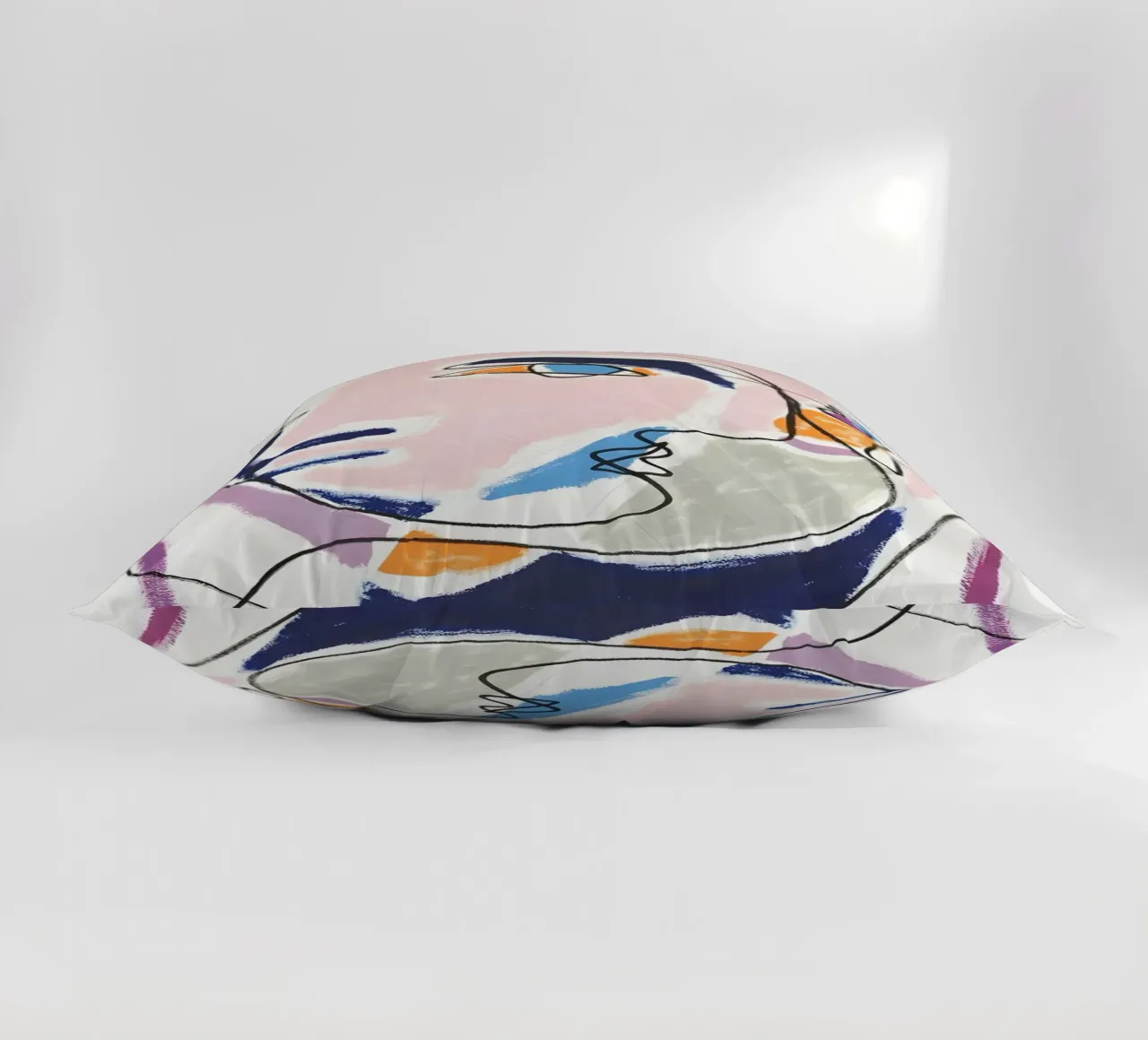 Abstract Pastel Face Continuous Line Art Modern Print decorative cushion by homdeco