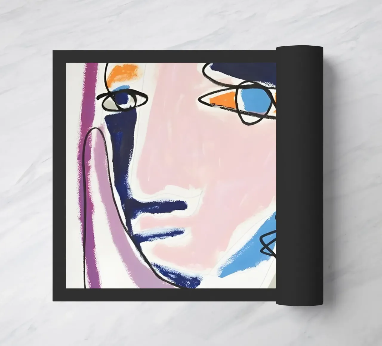 Abstract Pastel Face Continuous Line Art Modern Print doormat by homdeco