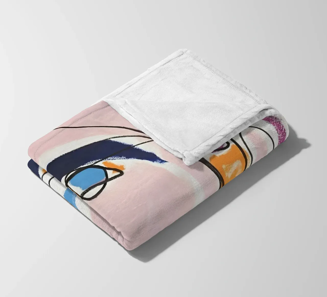 Abstract Pastel Face Continuous Line Art Modern Print fleece blanket by homdeco