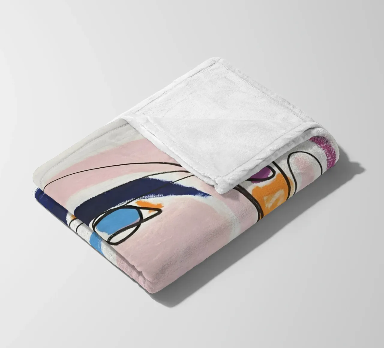 Abstract Pastel Face Continuous Line Art Modern Print fleece blanket by homdeco