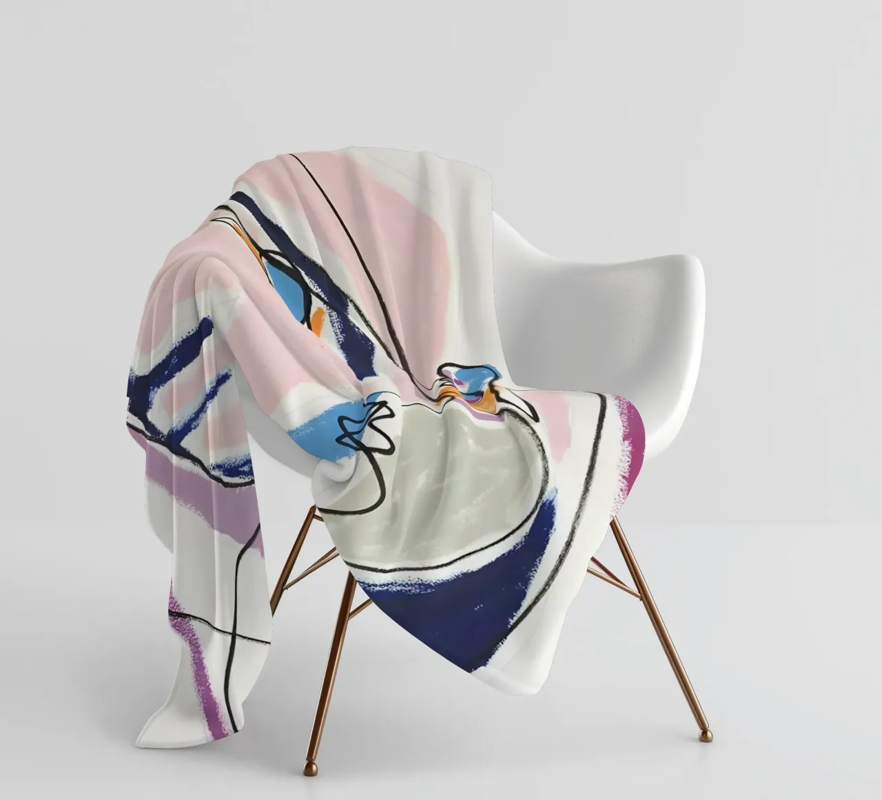 Abstract Pastel Face Continuous Line Art Modern Print fleece blanket by homdeco
