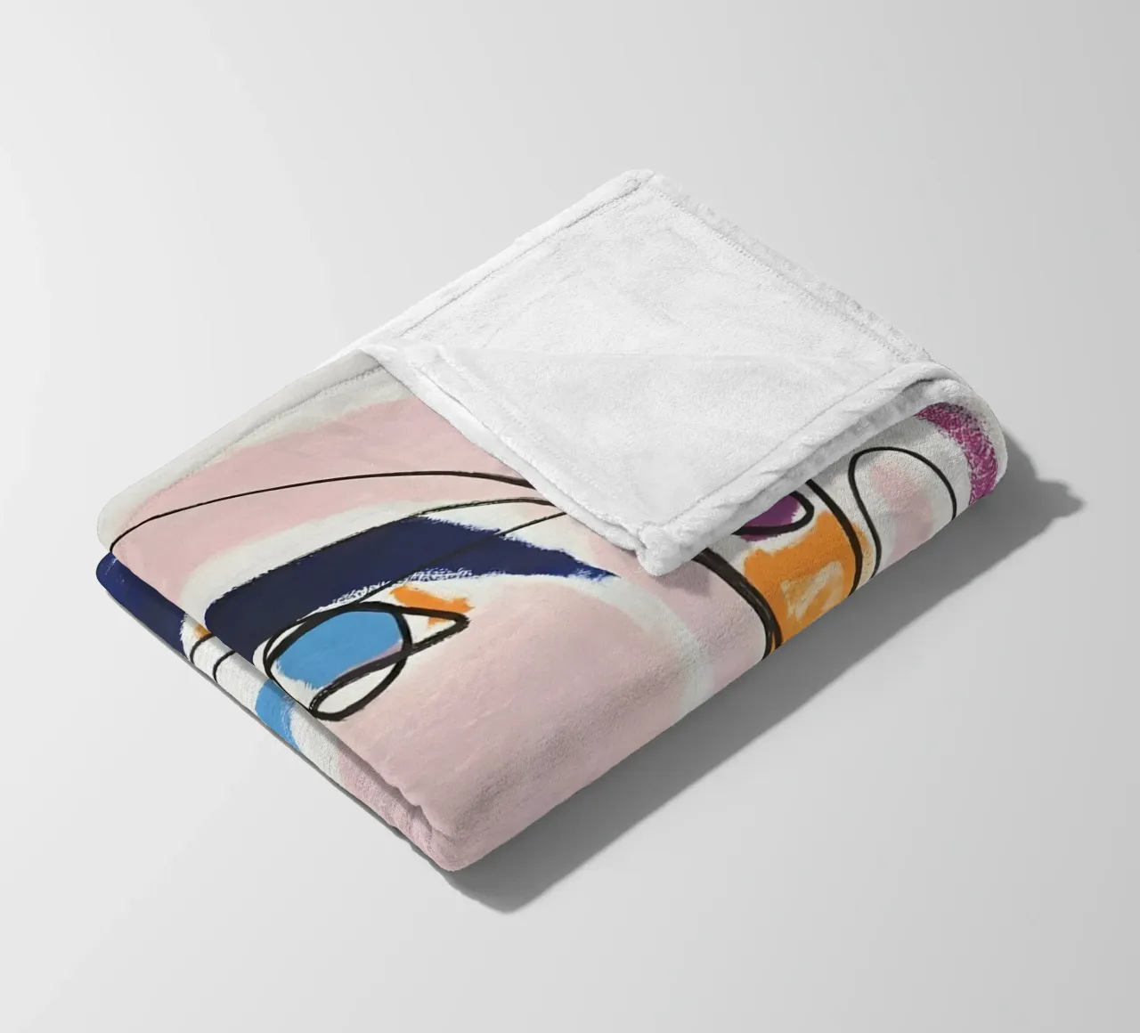 Abstract Pastel Face Continuous Line Art Modern Print fleece blanket by homdeco
