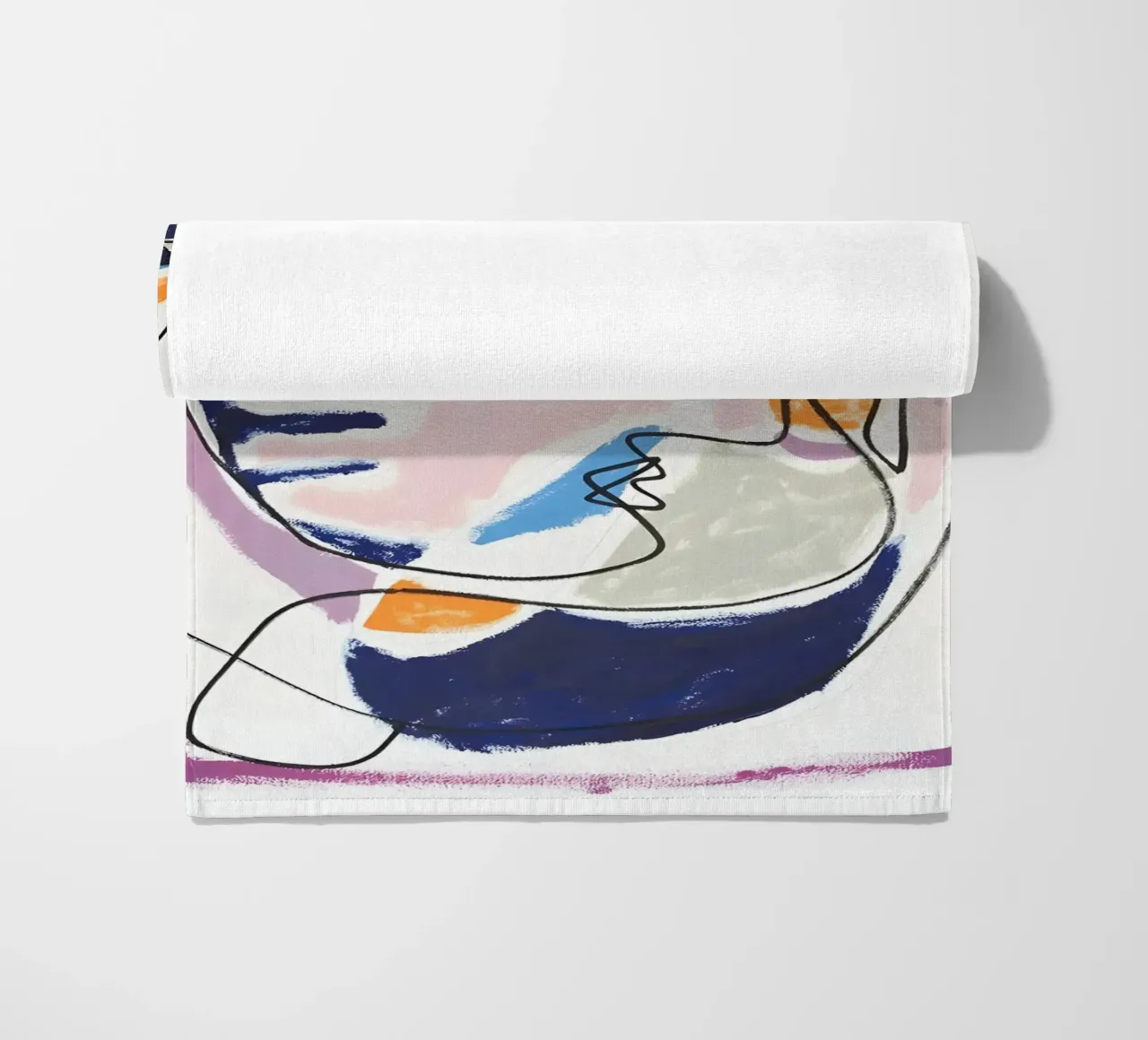 Abstract Pastel Face Continuous Line Art Modern Print beach towel by homdeco