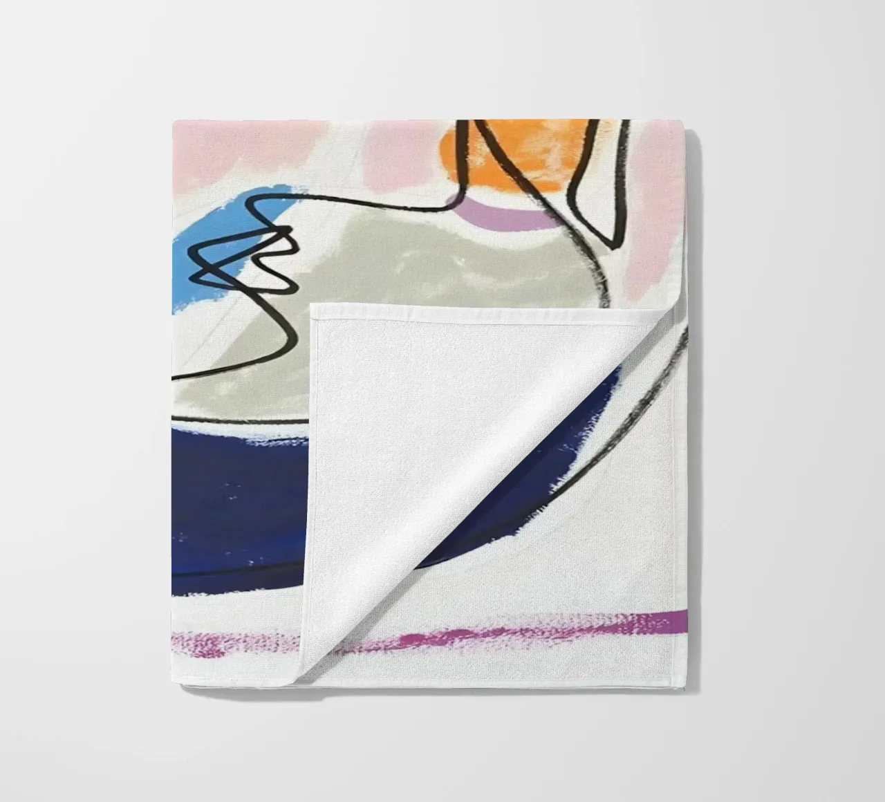 Abstract Pastel Face Continuous Line Art Modern Print beach towel by homdeco