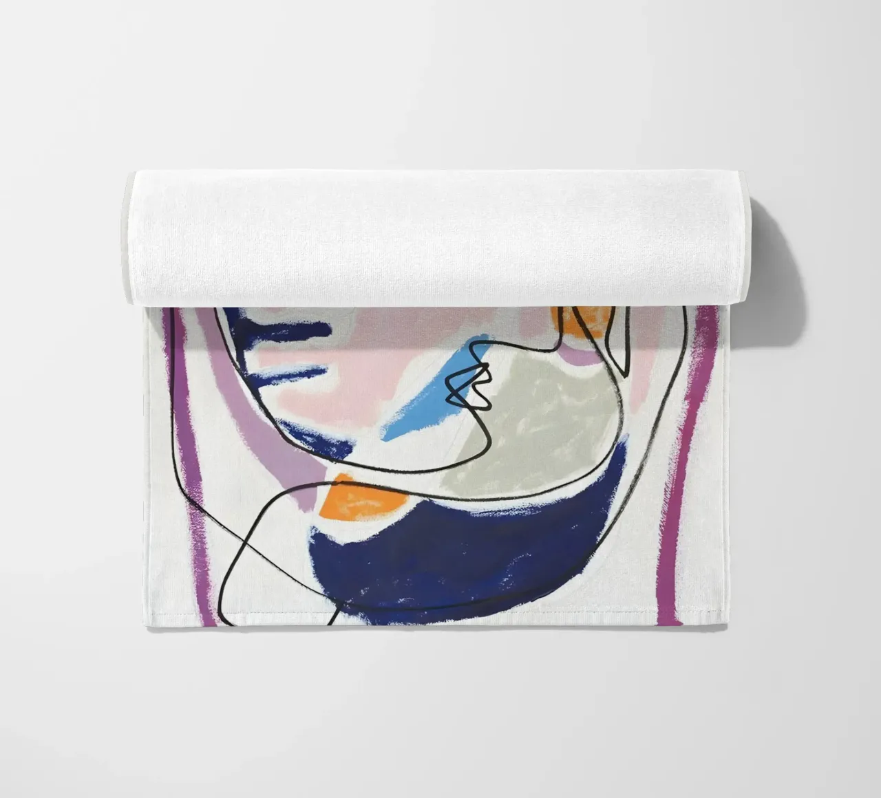 Abstract Pastel Face Continuous Line Art Modern Print beach towel by homdeco