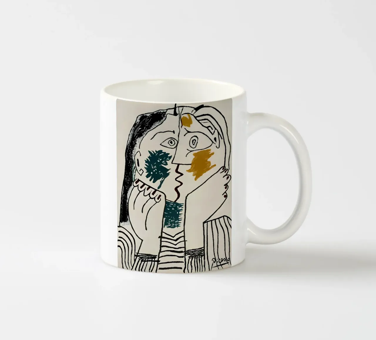 Picasso The Kiss Abstract Cubist Lovers Art Print ceramic mug by homdeco