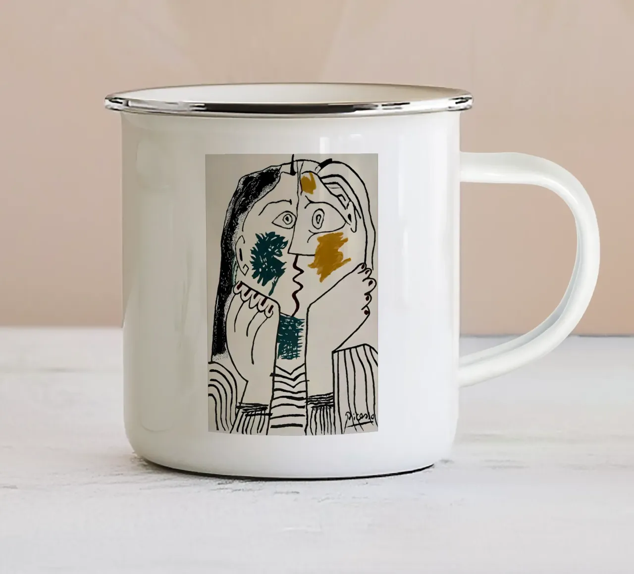 Picasso De Kus Abstract Kubistische Minnaars Kunstdruk emaille mok van homdeco