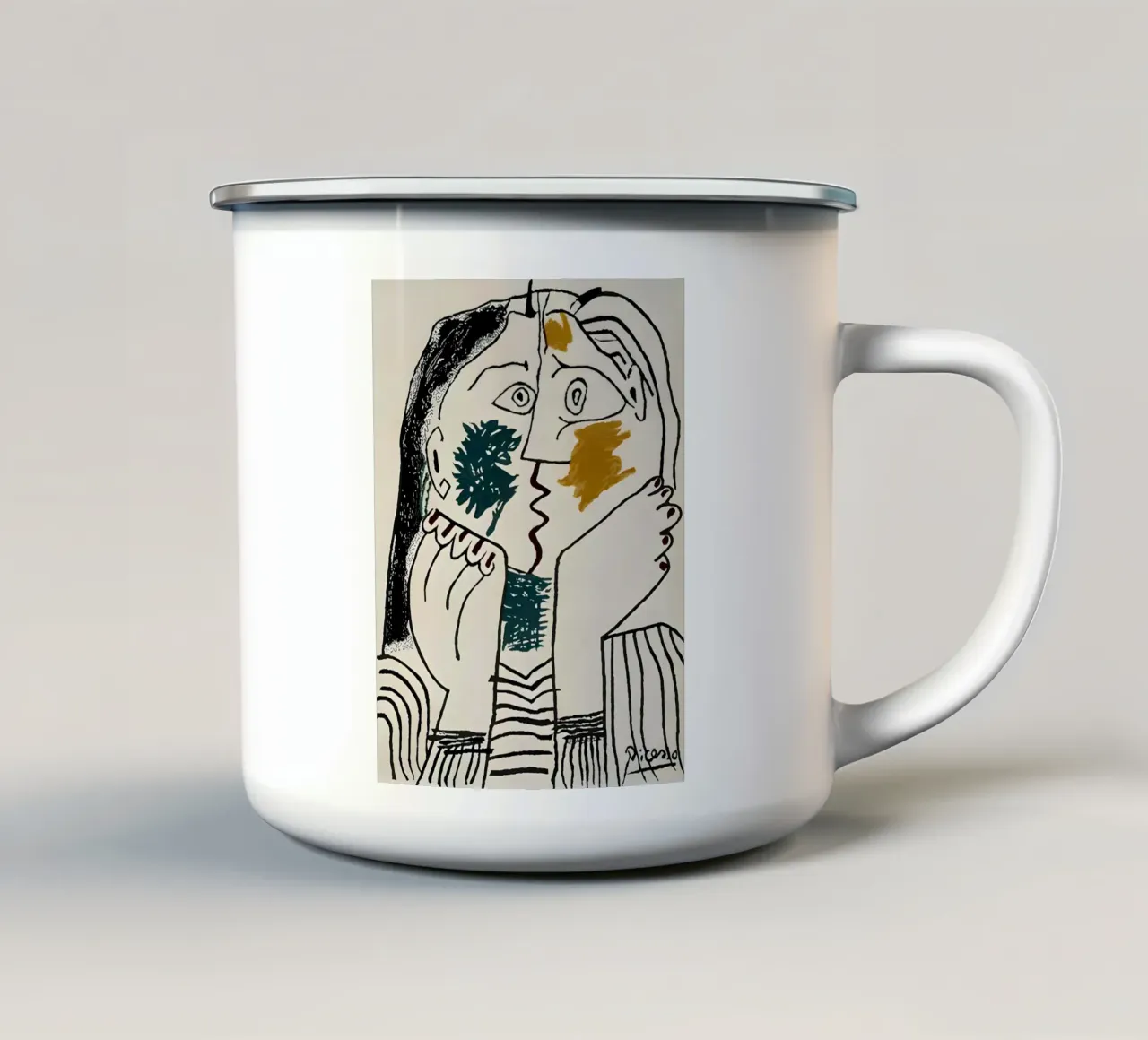 Picasso De Kus Abstract Kubistische Minnaars Kunstdruk emaille mok van homdeco