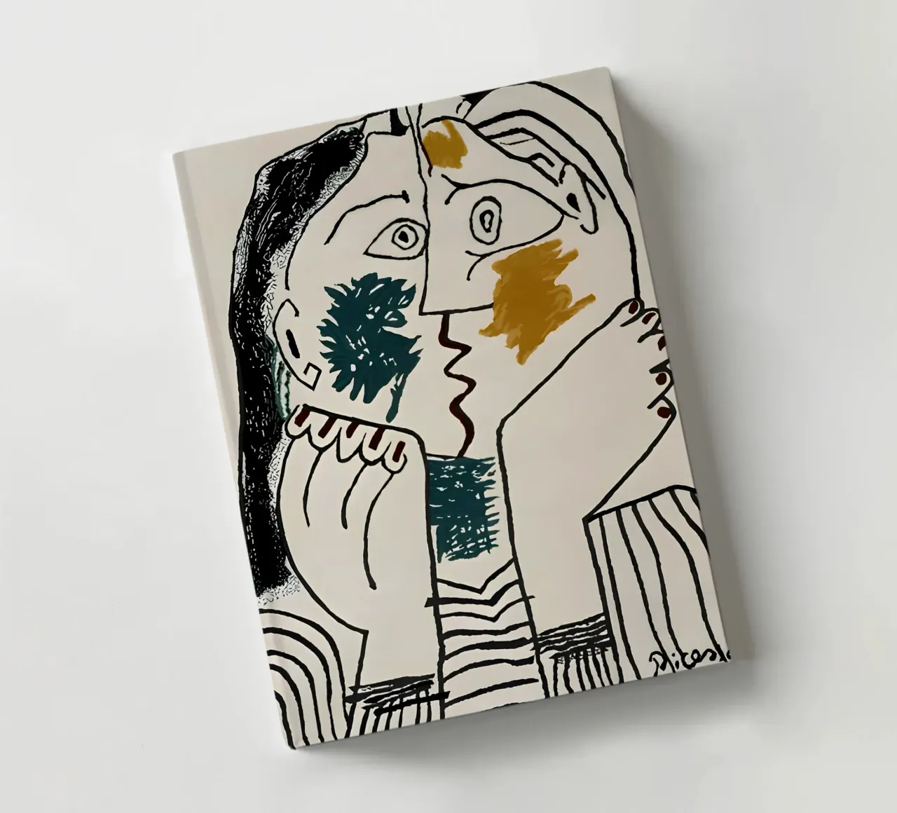 Picasso The Kiss Abstract Cubist Lovers Art Print notebook by homdeco