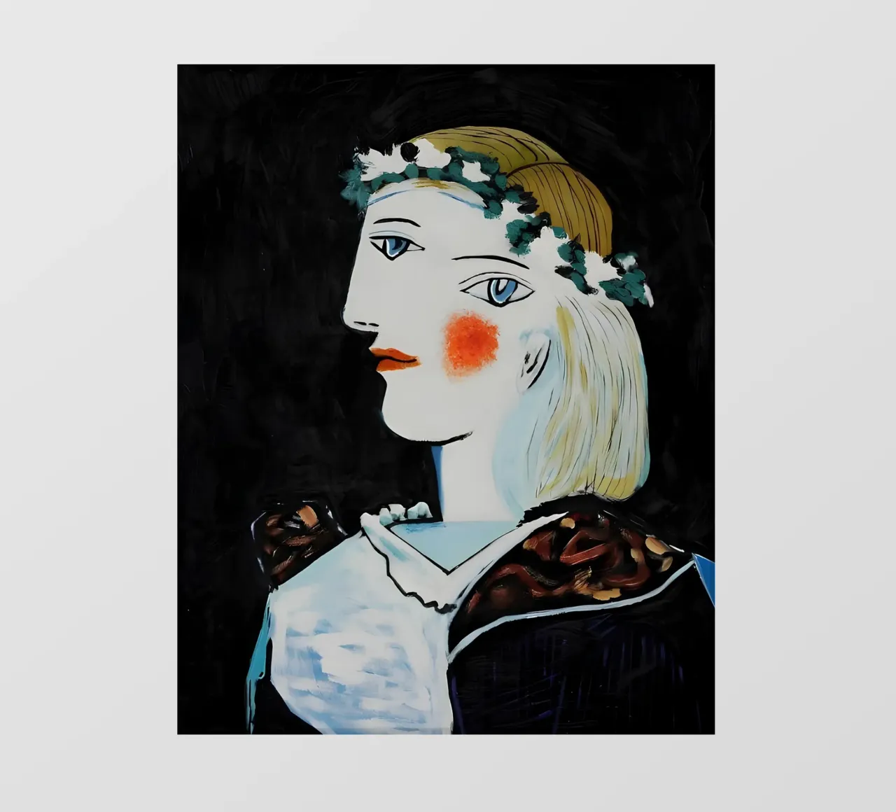 Picasso Retrato de mujer con corona de flores y dos ojos papel para pared de homdeco