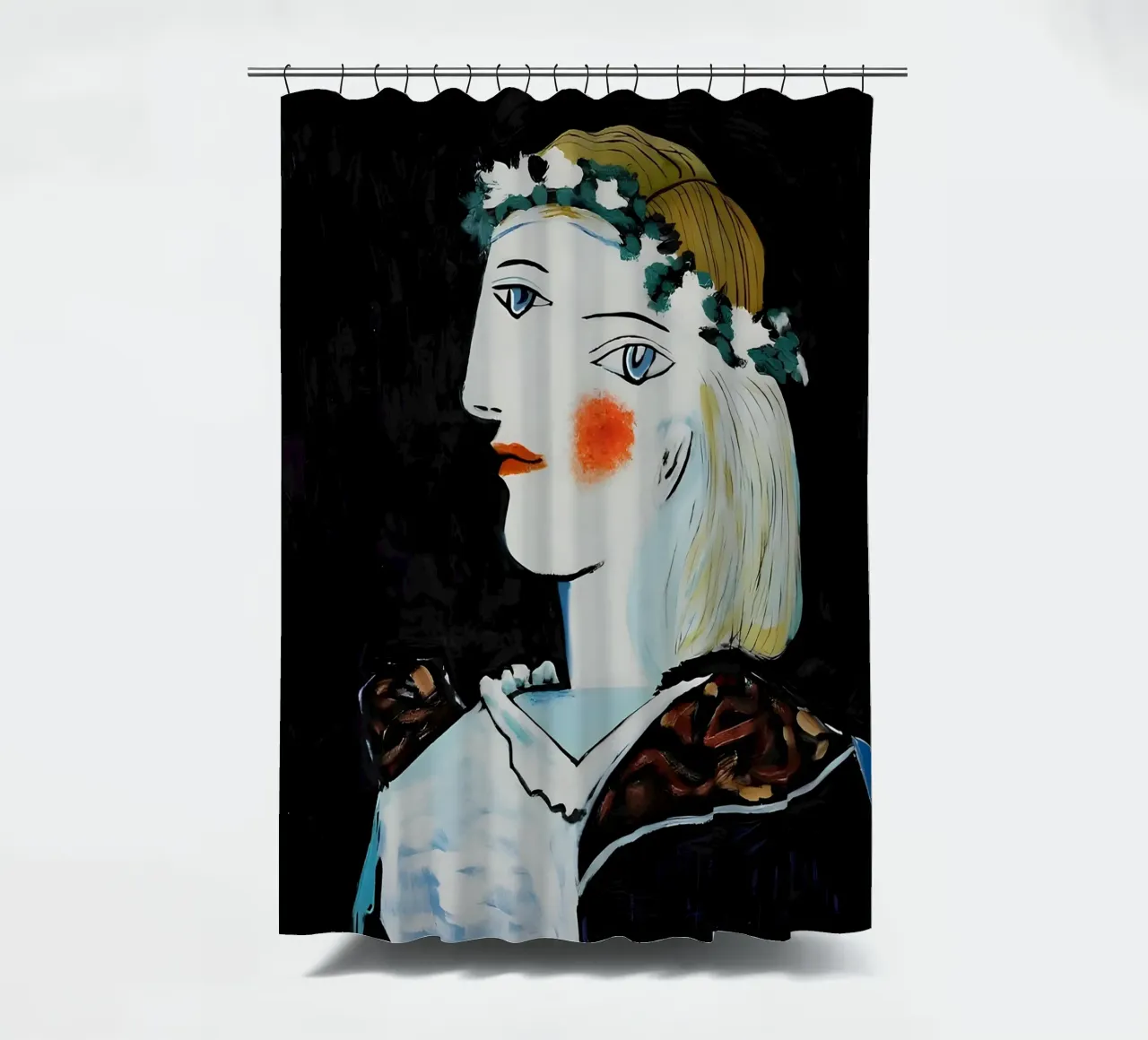 Picasso Donna con corona di fiori Ritratto a due occhi tenda da doccia da homdeco
