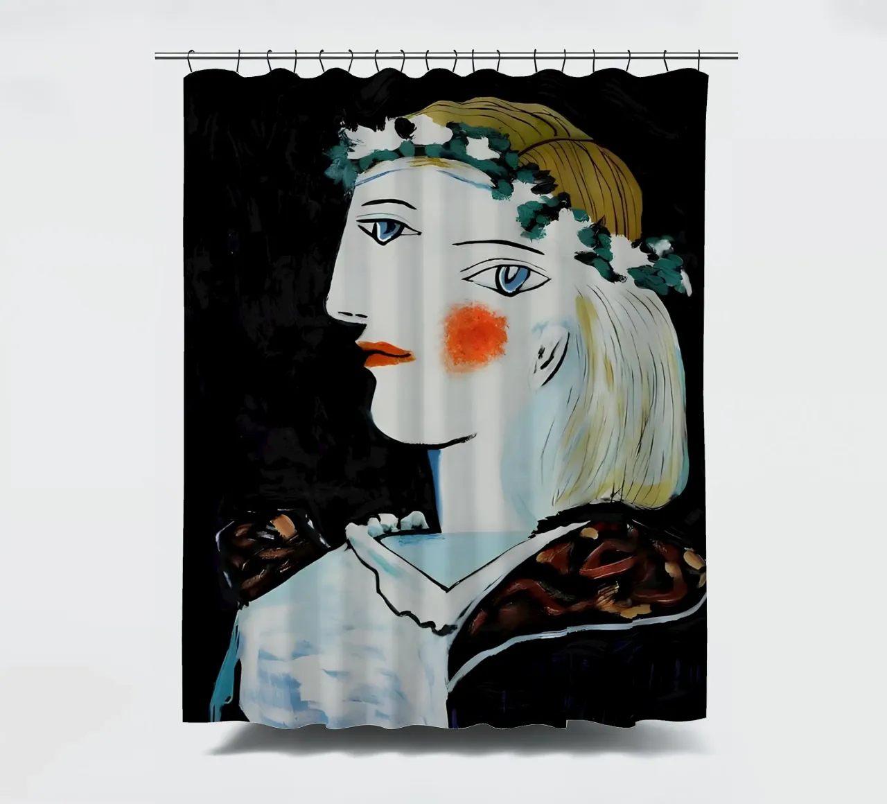 Picasso Donna con corona di fiori Ritratto a due occhi tenda da doccia da homdeco