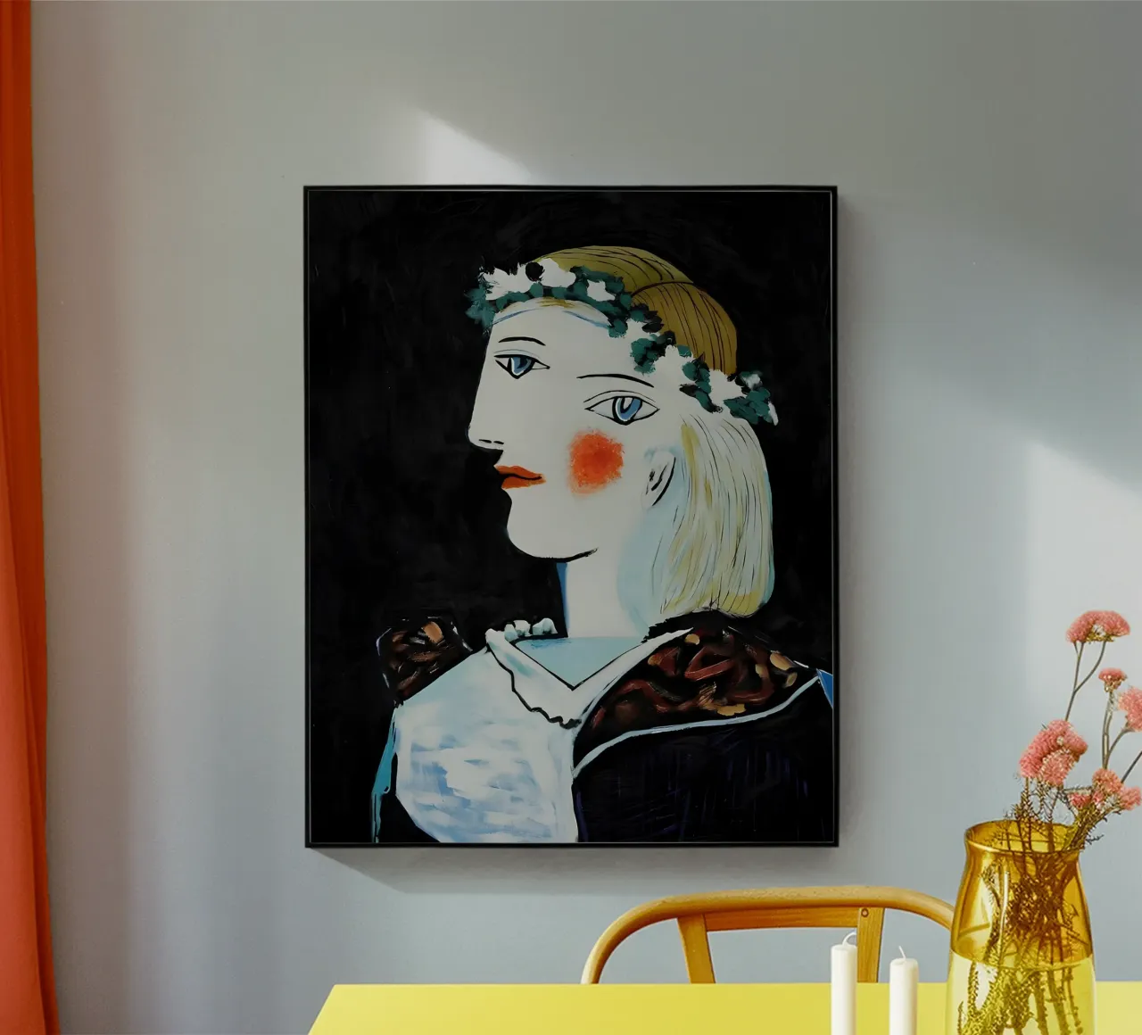 Picasso Donna con corona di fiori Ritratto a due occhi plexiglass da homdeco