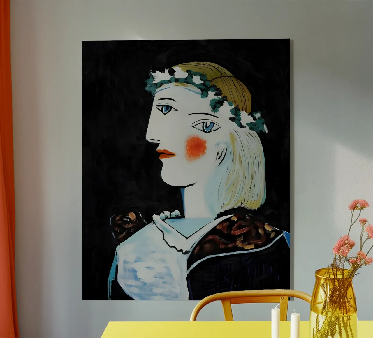 Picasso Donna con corona di fiori Ritratto a due occhi plexiglass da homdeco