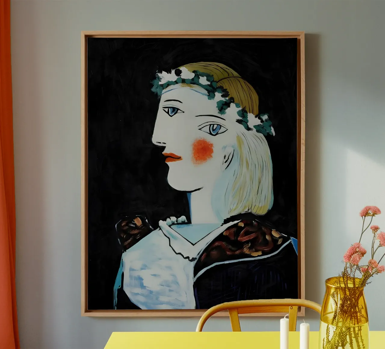 Picasso Donna con corona di fiori Ritratto a due occhi tela da homdeco