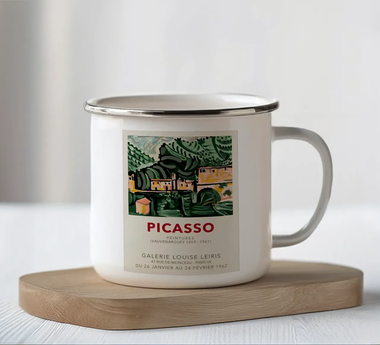 Picasso Les Demoiselles d'Avignon Capolavoro del cubismo tazza in smalto da homdeco
