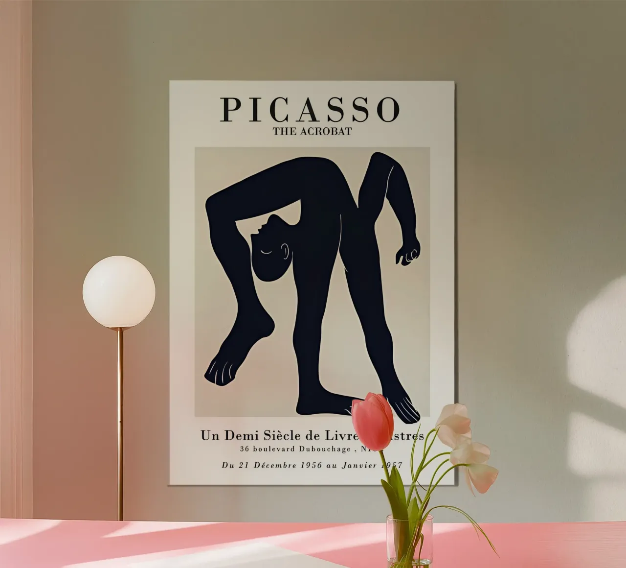 Poster della mostra Picasso L'acrobata minimalista alluminio dibond da homdeco