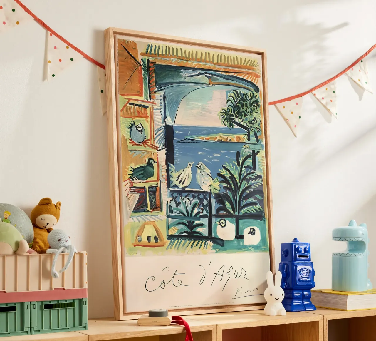 Picasso Côte d'Azur Abstract Landschap Zeegezicht canvas met Baklijst van homdeco