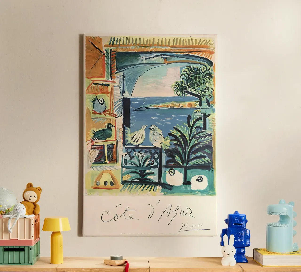 Picasso Côte d'Azur Abstract Landschap Zeegezicht canvas met Baklijst van homdeco