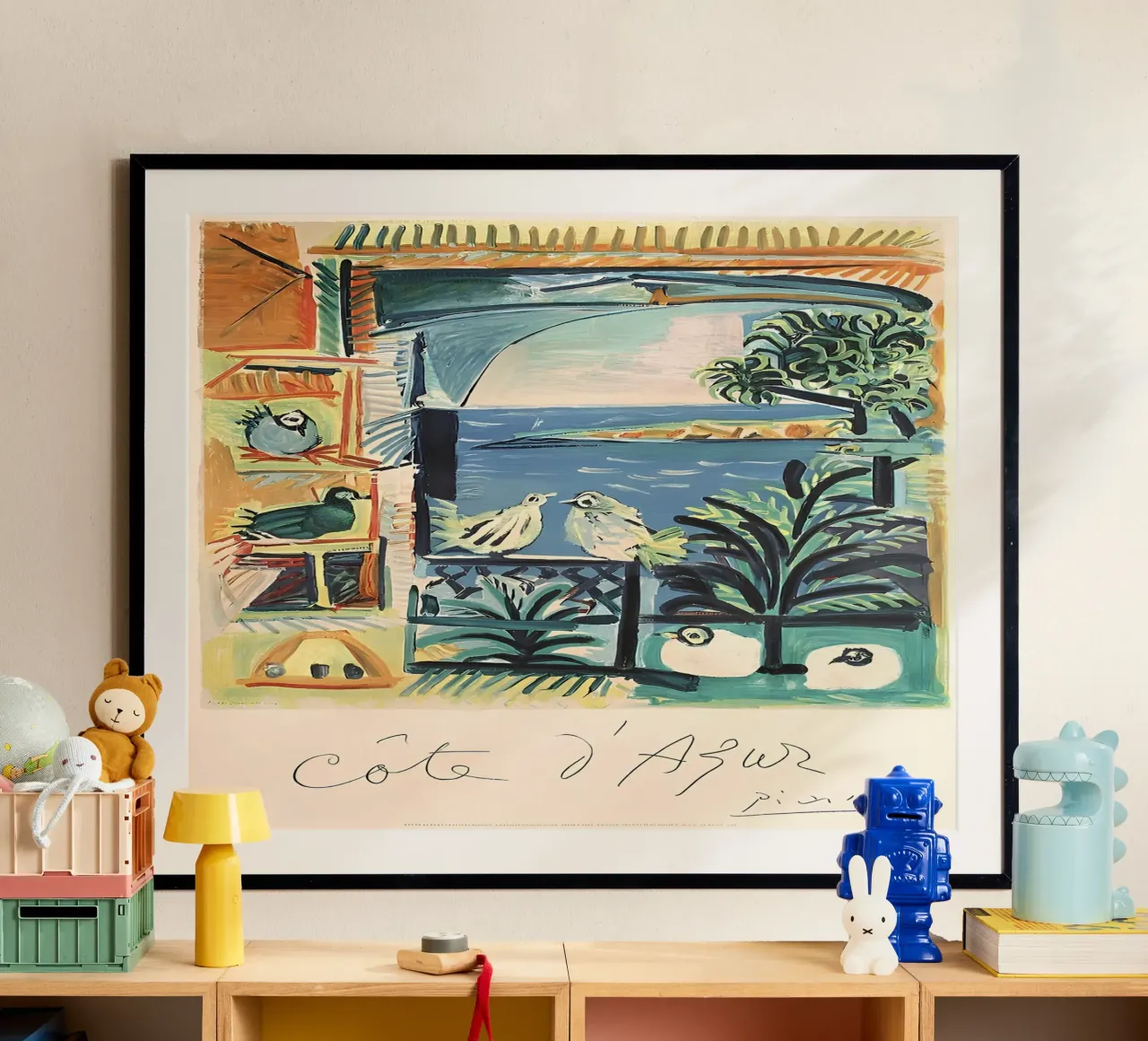 Picasso Côte d'Azur Abstract Landschap Zeegezicht poster met kunststof frame van homdeco