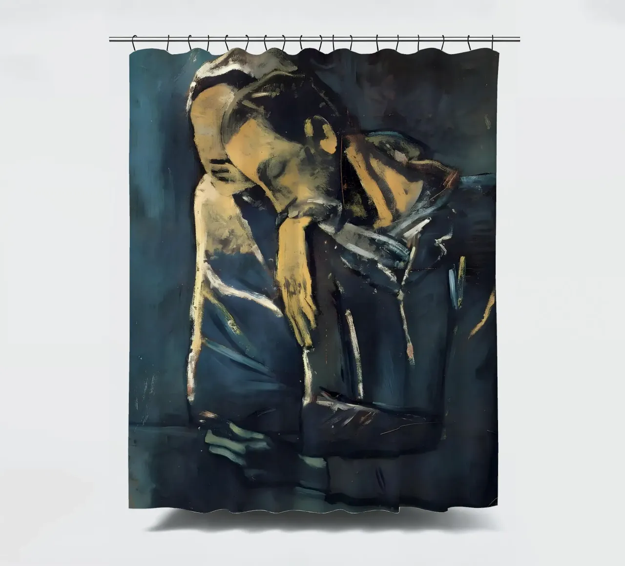 Picasso The Absinthe Drinker Blue Period Melancholy shower curtain by homdeco