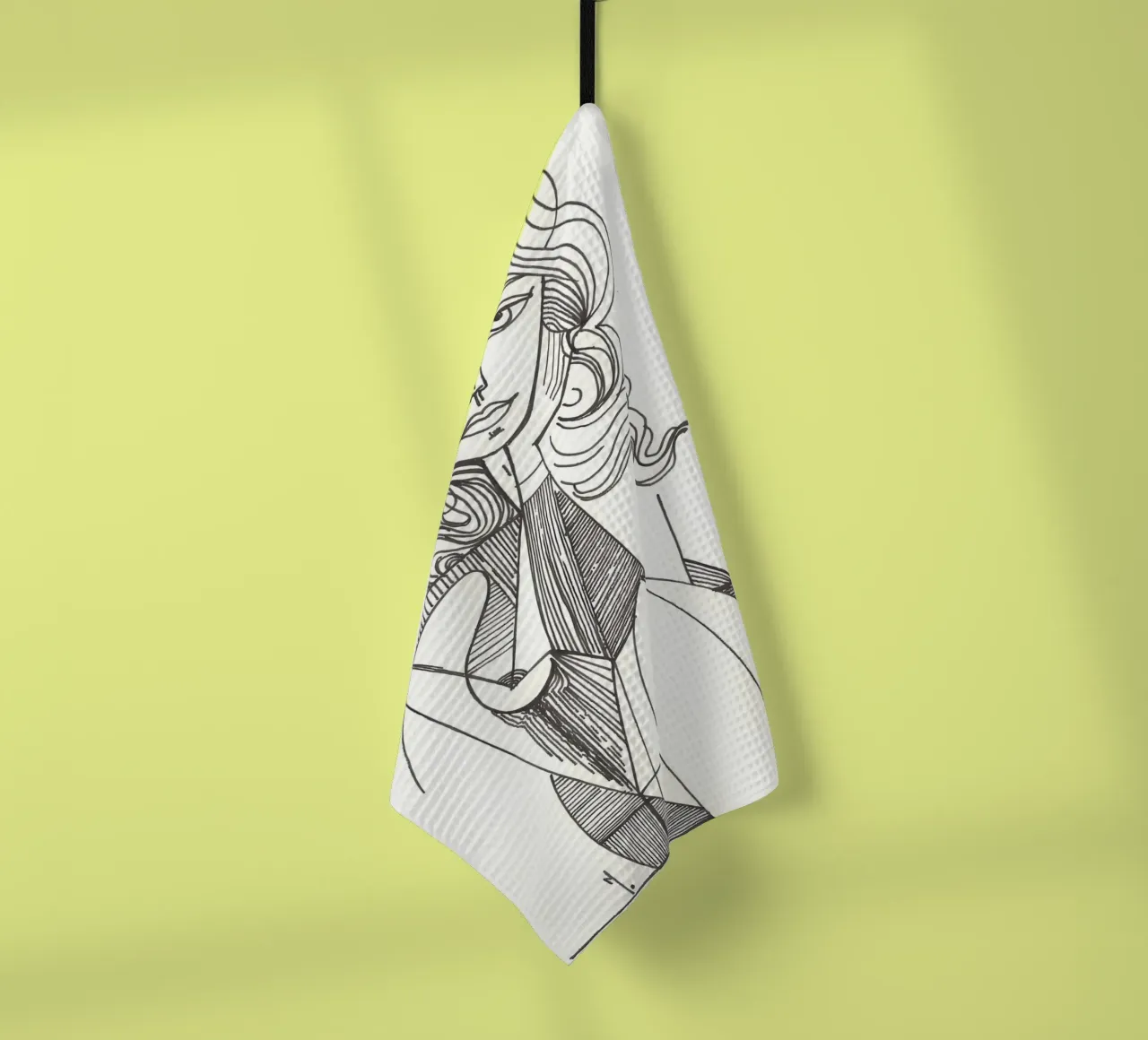 Femme abstraite Cubiste Line Art Minimalist Print torchon de homdeco