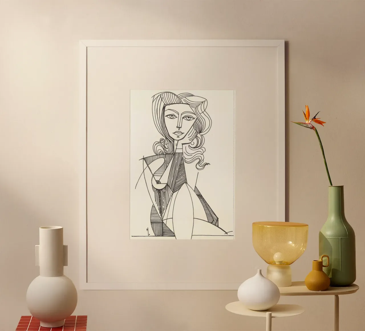 Femme abstraite Cubiste Line Art Minimalist Print poster de homdeco