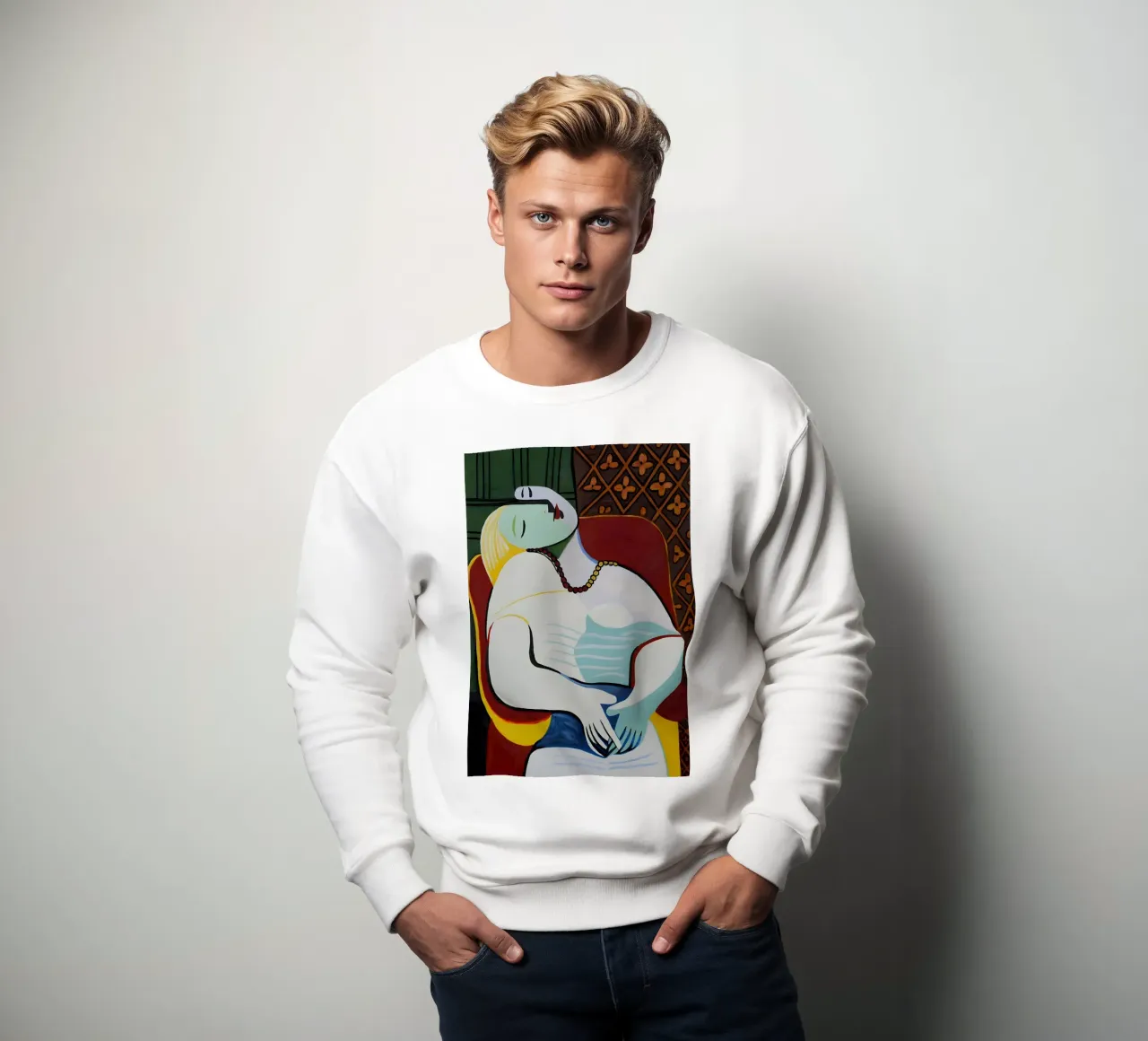 Picasso Femme couchée Chaise rouge Portrait cubiste sweat de homdeco