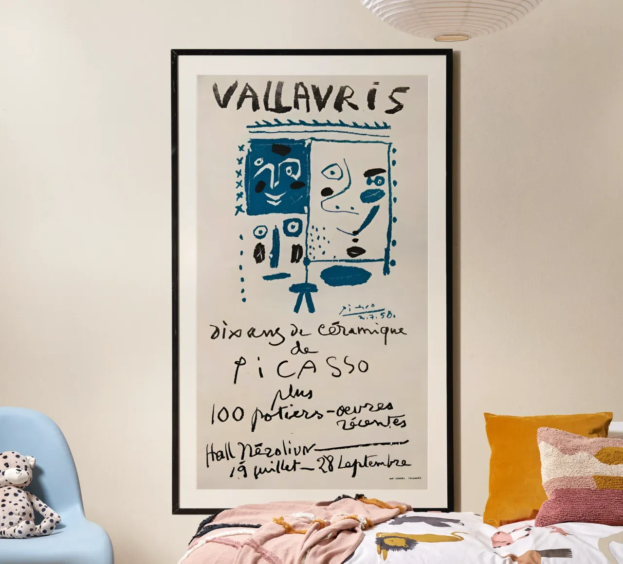 Manifesto della mostra della ceramica di Picasso Vallauris 1950 poster con telaio in legno da homdeco