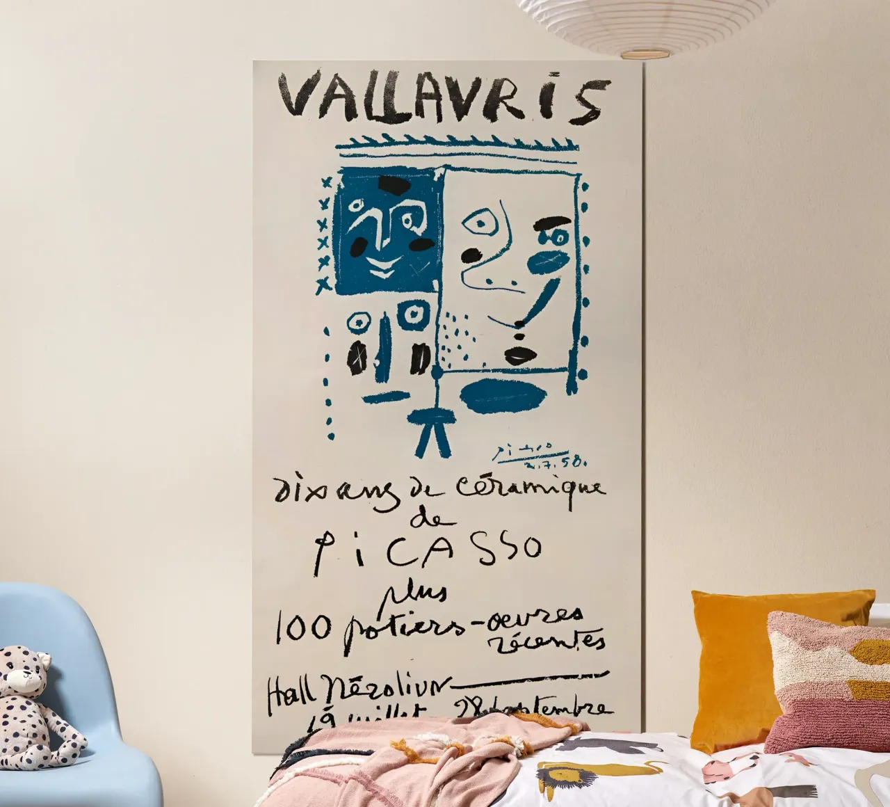 Manifesto della mostra della ceramica di Picasso Vallauris 1950 poster con telaio in legno da homdeco