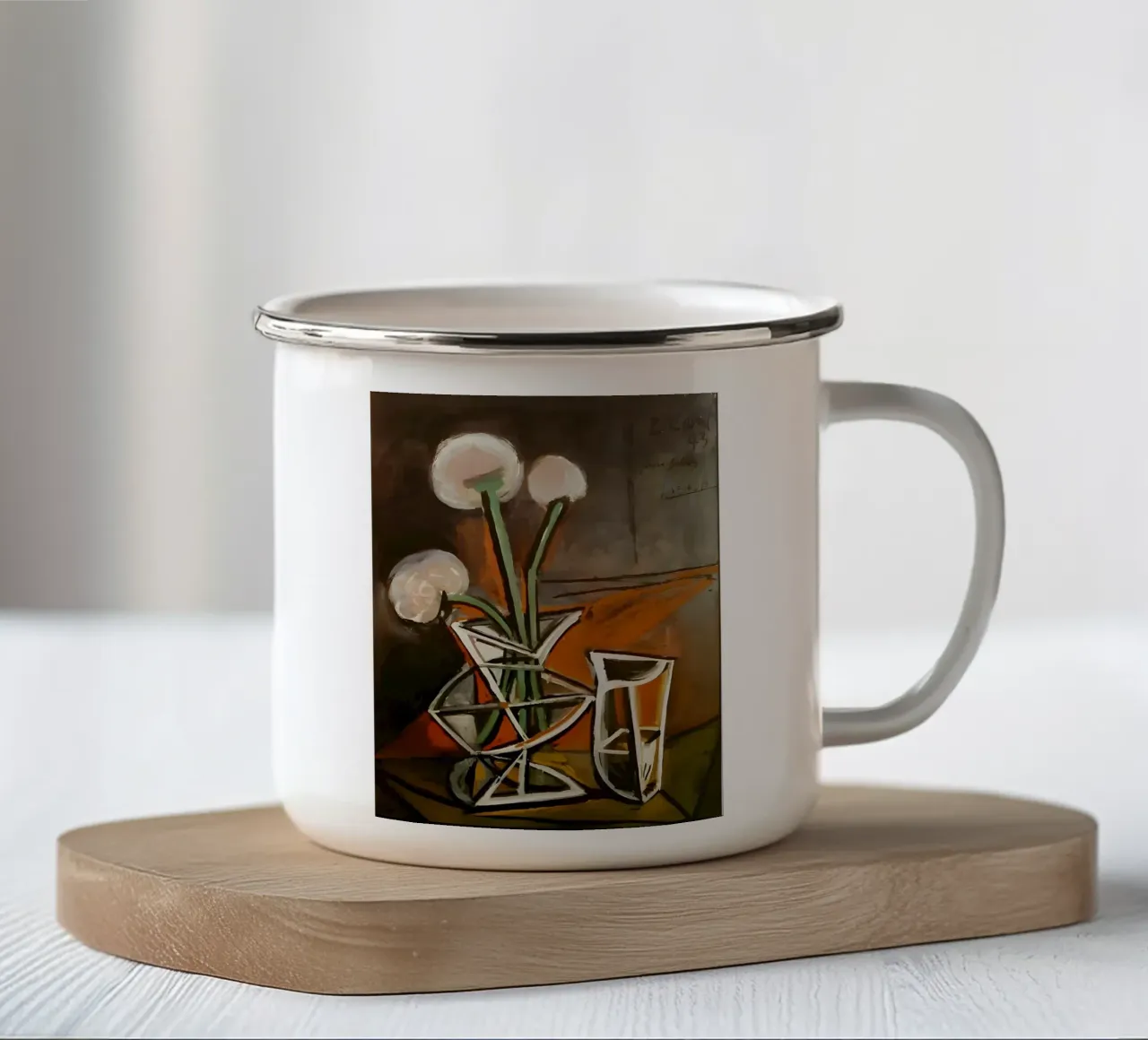 Picasso Fiori in vaso Natura morta cubista 1943 tazza in smalto da homdeco