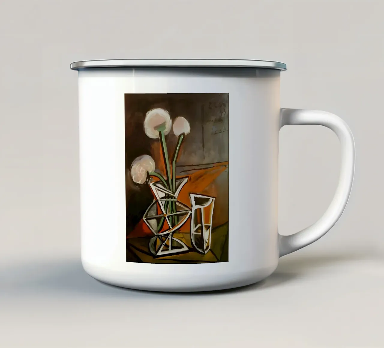Picasso Fiori in vaso Natura morta cubista 1943 tazza in smalto da homdeco
