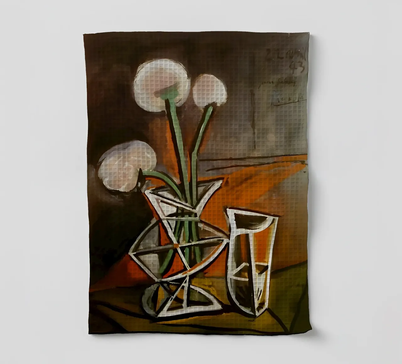 Picasso Fleurs dans un vase Nature morte cubiste 1943 torchon de homdeco