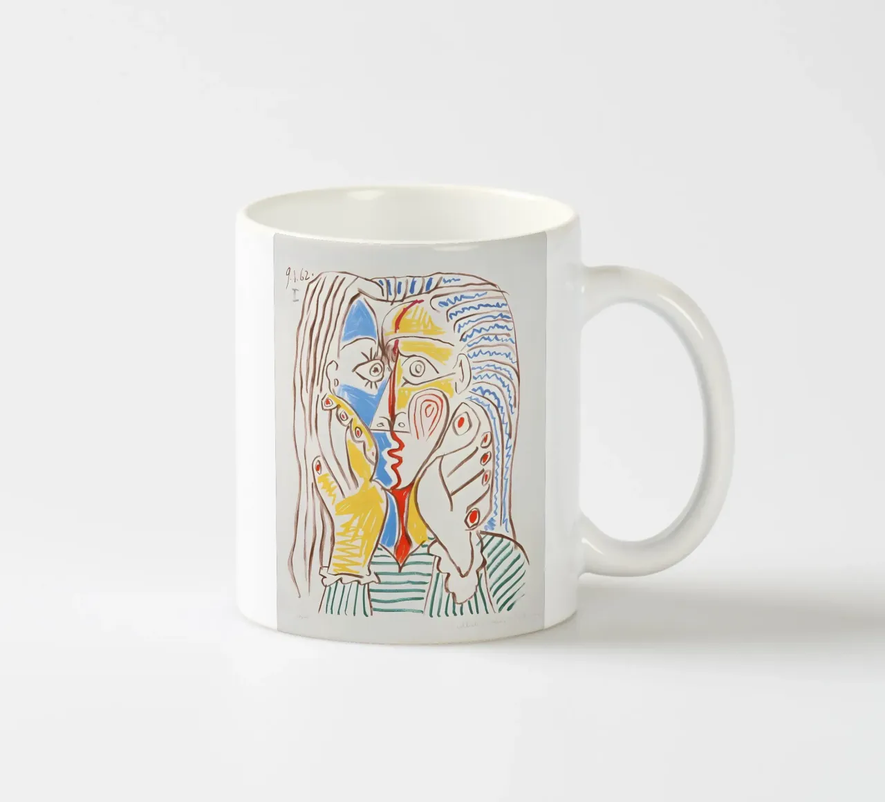 Picasso Femme en pleurs Cubiste Bleu Jaune Art Print mug en céramique de homdeco