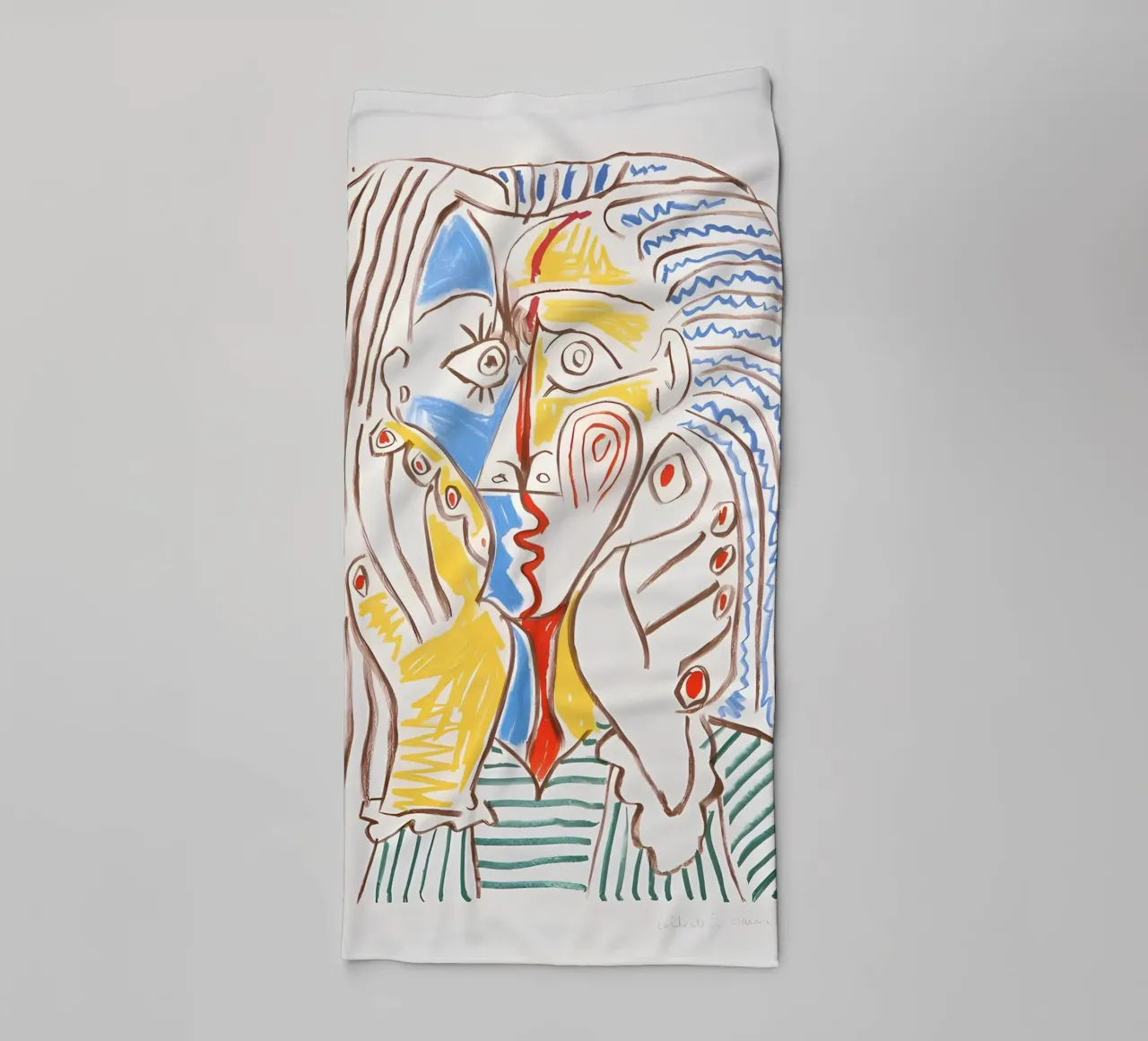 Picasso Femme en pleurs Cubiste Bleu Jaune Art Print serviette de bain de homdeco