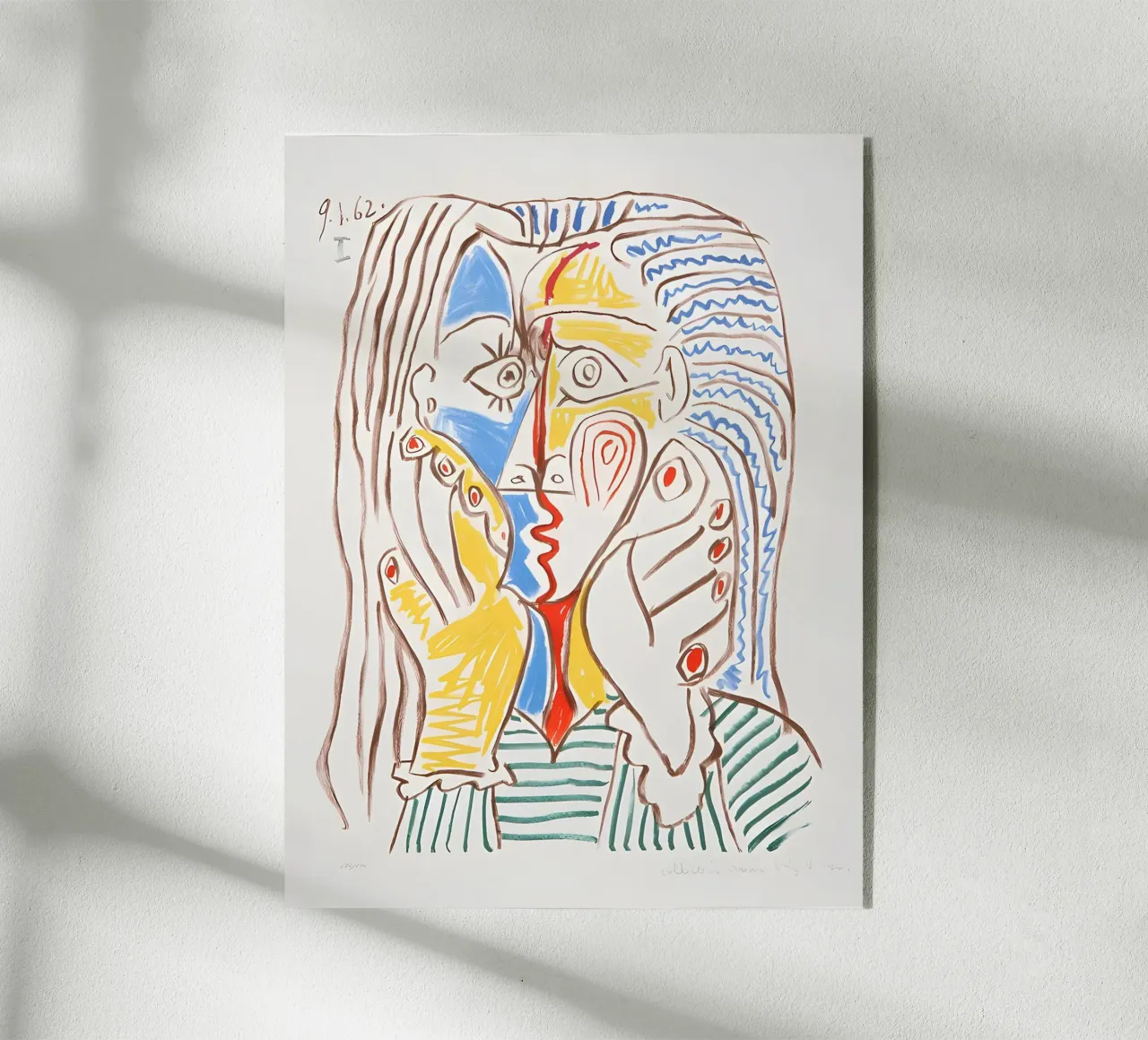 Picasso Huilende Vrouw Kubistisch Blauw Geel Kunstdruk acryl van homdeco