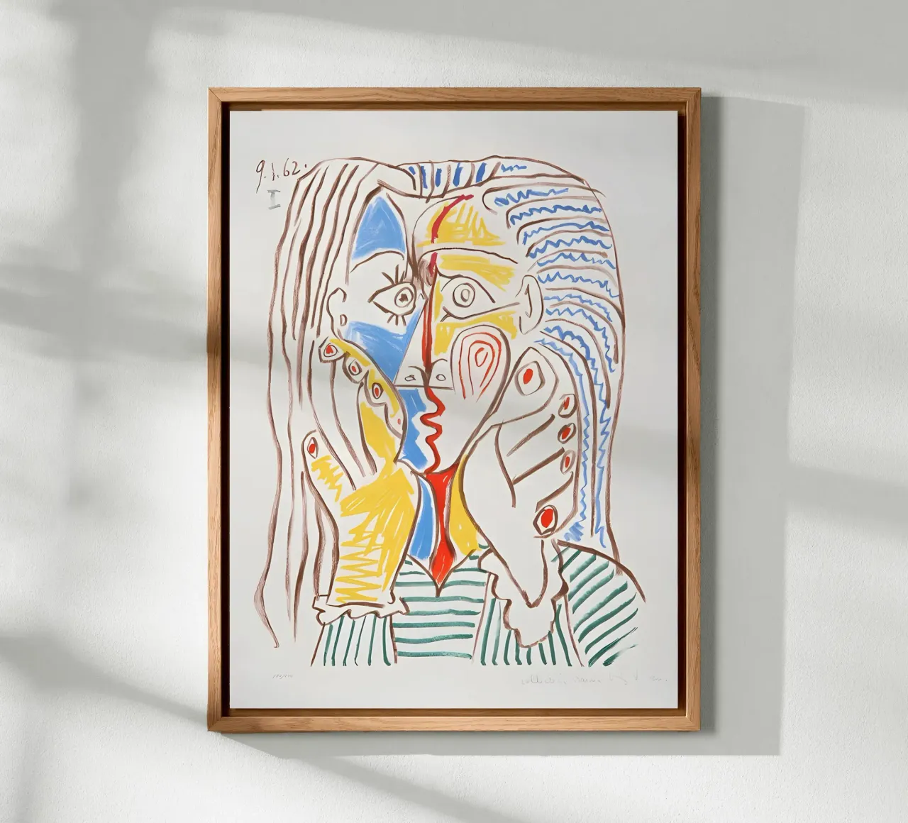 Picasso Crying Woman Cubist Blue Yellow Art Print alu-dibond by homdeco