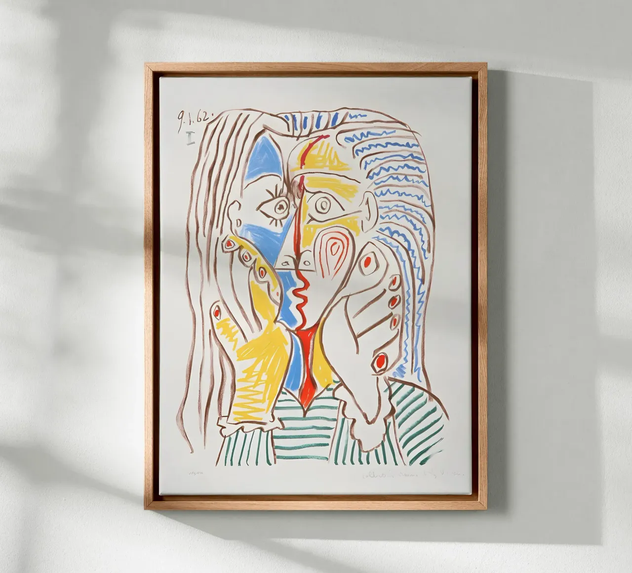 Picasso Crying Woman Cubist Blue Yellow Art Print canvas by homdeco